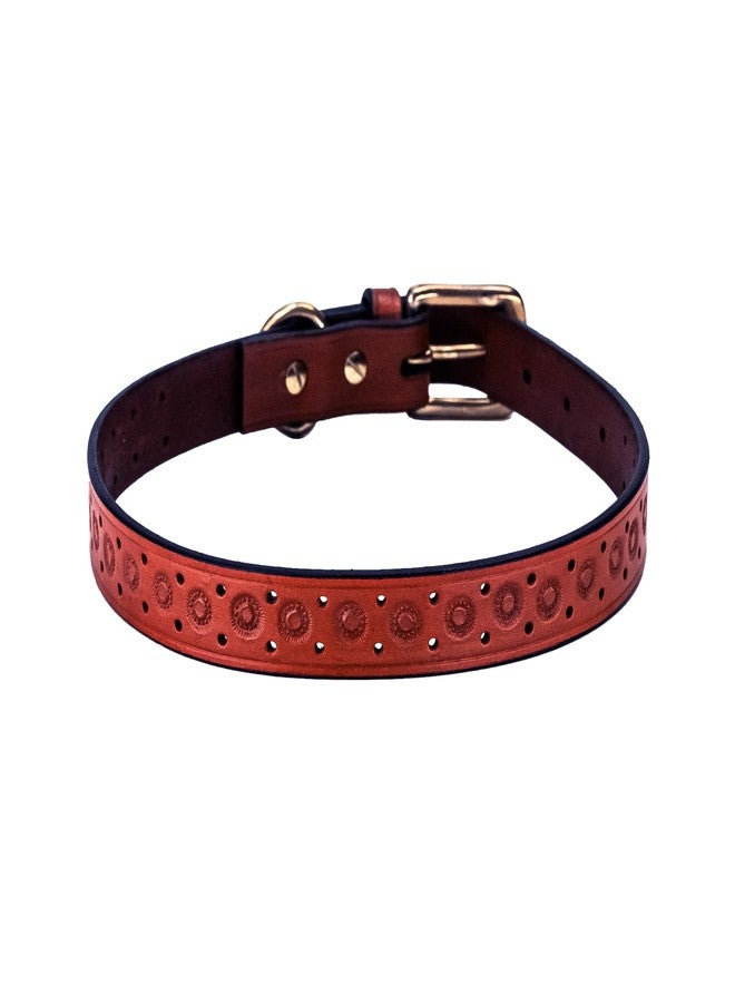 ADIL'S Adil’S Hand-Tooled Leather Dog Collar 1 Inch Width, Adjustable Sizes, Soft Padded Comfort with D-Ring & Sturdy Metal Buckle - Ideal for Small to Large Dogs, Maroon Colour, Size: S - Image 1
